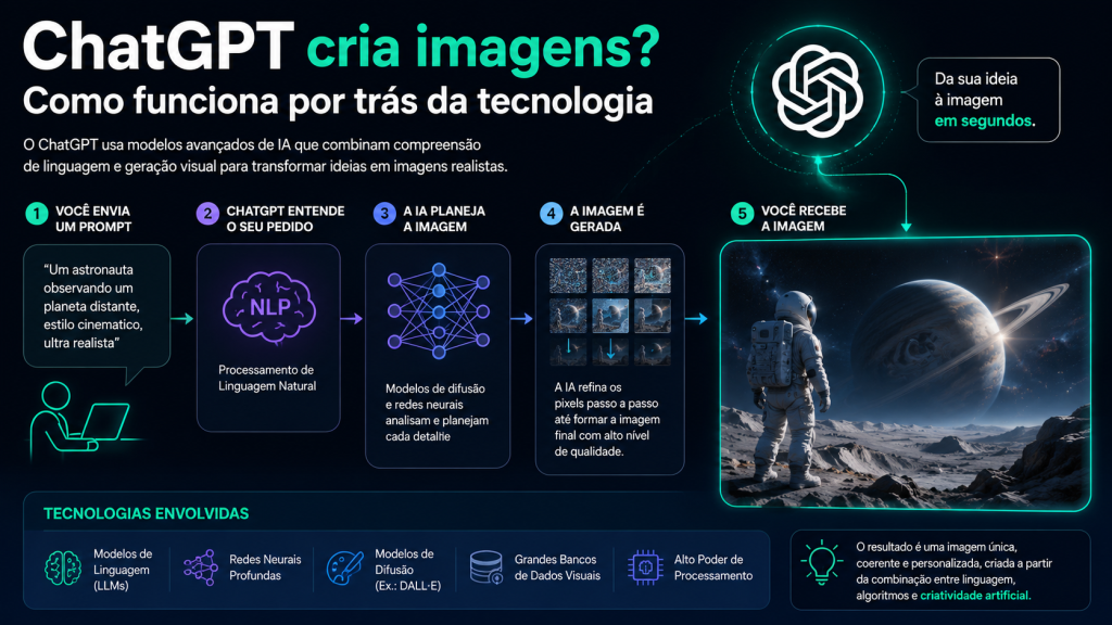 **Nome do arquivo (SEO):**
`como-o-chatgpt-cria-imagens-como-funciona-a-tecnologia.webp`

**Texto alternativo (alt):**
`Ilustração mostrando como o ChatGPT cria imagens por inteligência artificial, com destaque para prompts, redes neurais, processamento de linguagem e geração visual.`
